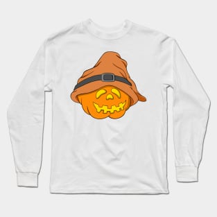 Slouchy Hat Halloween Pumpkin Orange Version Long Sleeve T-Shirt